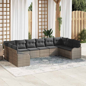 Graues Poly-Rattan Gartensofa-Set 344 cm