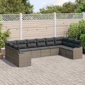 Graues Poly-Rattan Gartensofa-Set 344 cm