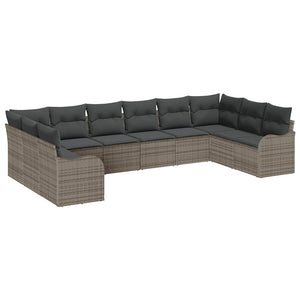 Graues Poly-Rattan Gartensofa-Set 344 cm