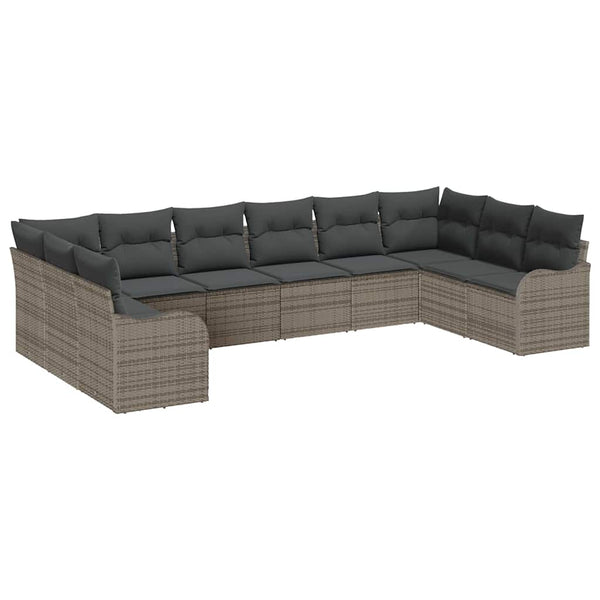 Graues Poly-Rattan Gartensofa-Set 344 cm
