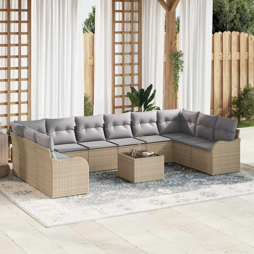 vidaXL Ensemble de canapés de jardin beige 55 x 55 x 37 cm Résine tressée