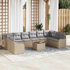 vidaXL Ensemble de canapés de jardin beige 55 x 55 x 37 cm Résine tressée