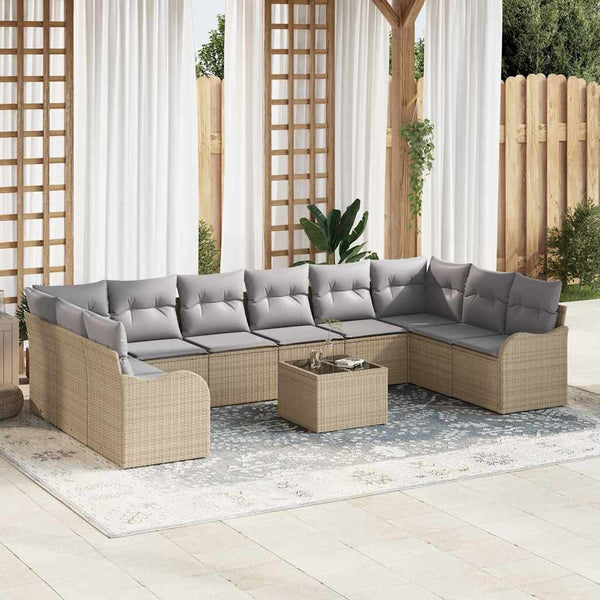vidaXL Ensemble de canapés de jardin beige 55 x 55 x 37 cm Résine tressée