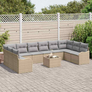 vidaXL Ensemble de canapés de jardin beige 55 x 55 x 37 cm Résine tressée