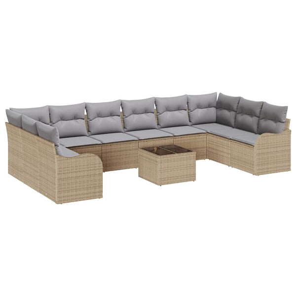 vidaXL Ensemble de canapés de jardin beige 55 x 55 x 37 cm Résine tressée