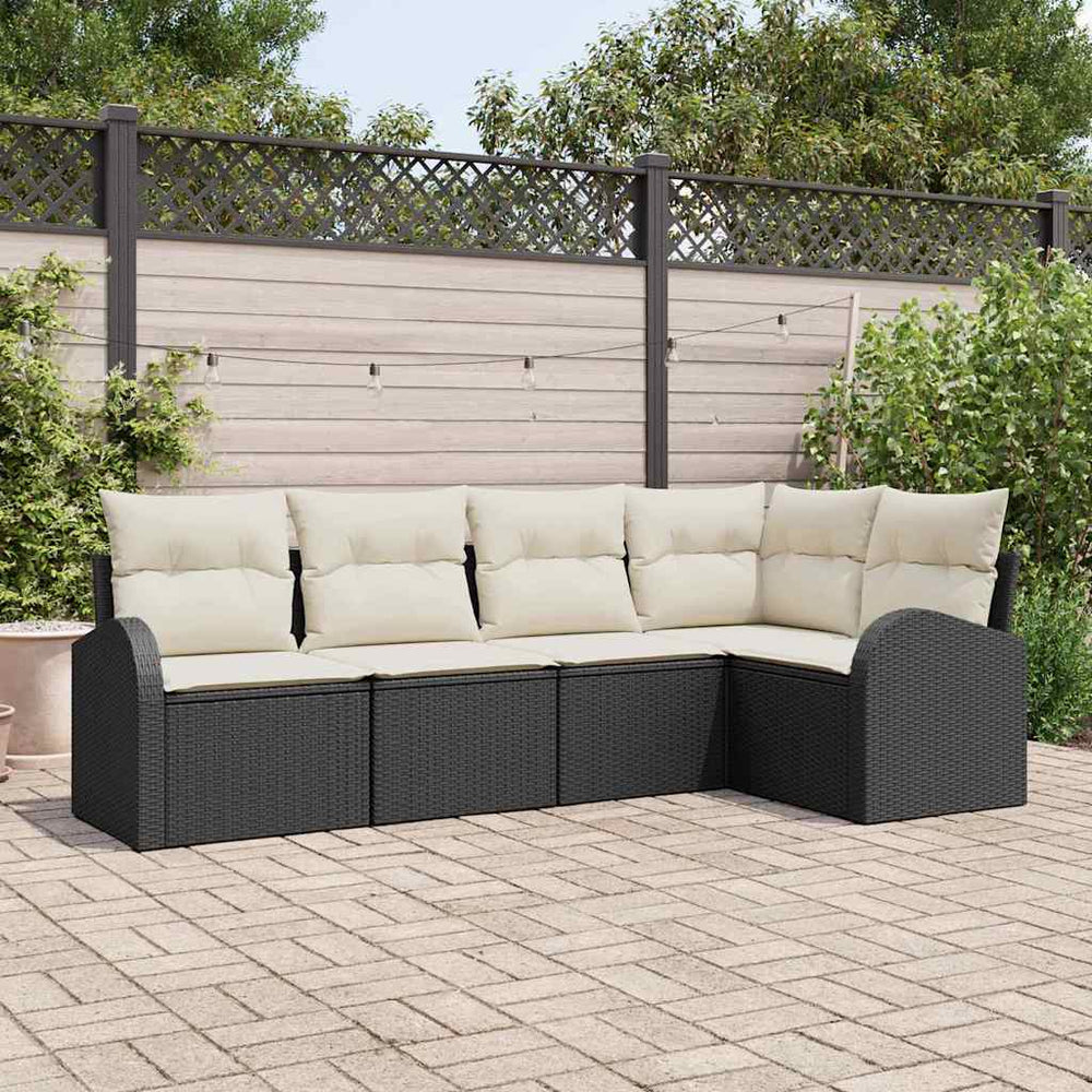 Schwarzes Sofa Set mit Kissen, 5-teilig