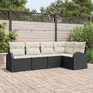 Schwarzes Sofa Set mit Kissen, 5-teilig