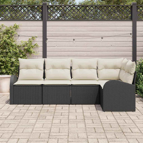 Schwarzes Sofa Set mit Kissen, 5-teilig