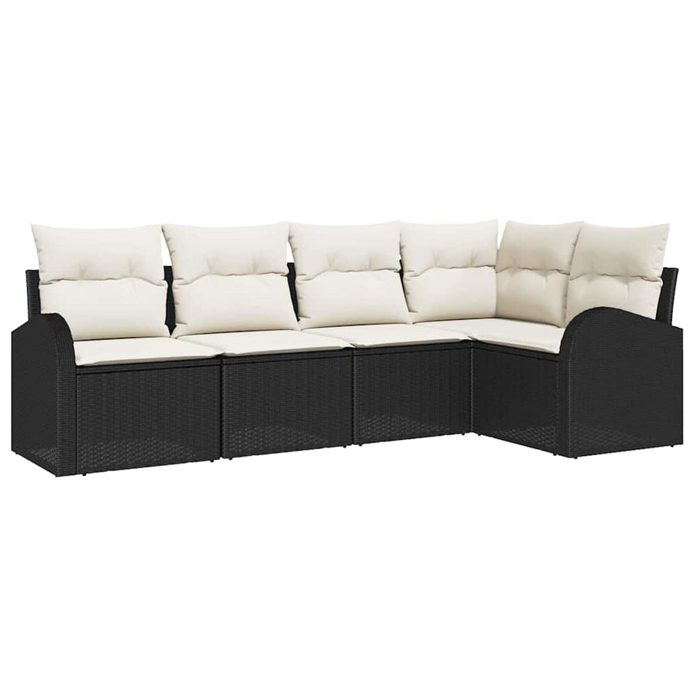 Schwarzes Sofa Set mit Kissen, 5-teilig