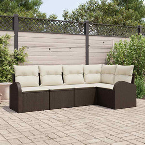 Braunes Sofa Set mit Kissen, 5-teilig