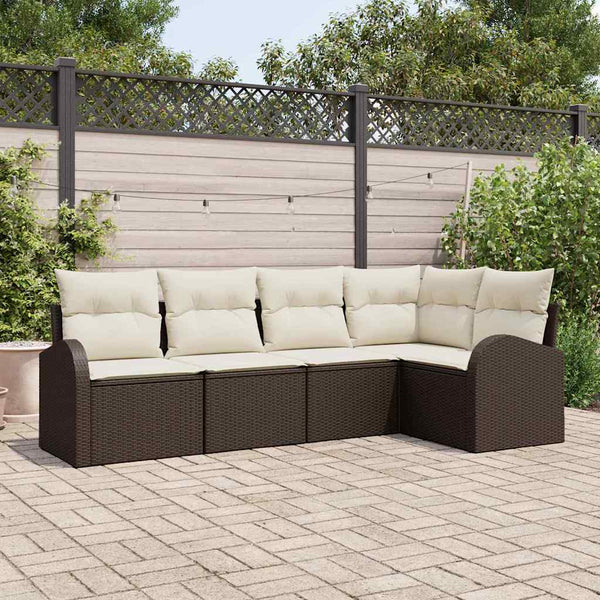 Braunes Sofa Set mit Kissen, 5-teilig