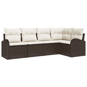 Braunes Sofa Set mit Kissen, 5-teilig