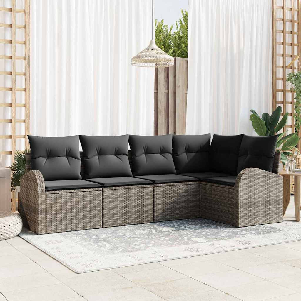 vidaXL Ensemble de canapés avec coussins 5 pcs Gris Polyester