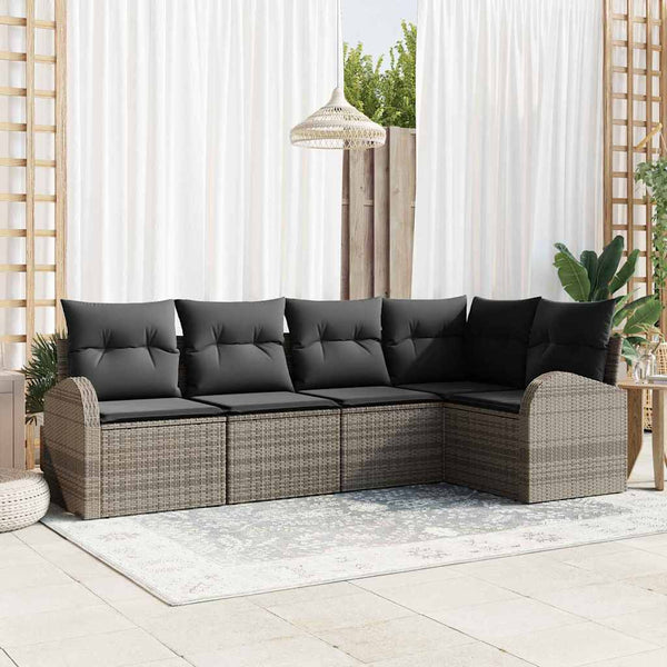 vidaXL Ensemble de canapés avec coussins 5 pcs Gris Polyester