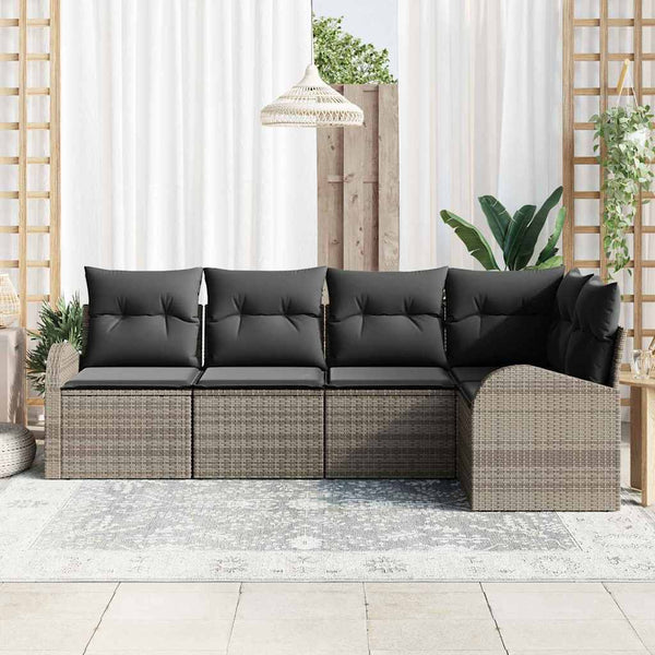 vidaXL Ensemble de canapés avec coussins 5 pcs Gris Polyester