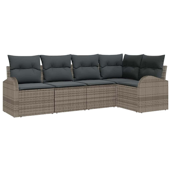 vidaXL Ensemble de canapés avec coussins 5 pcs Gris Polyester