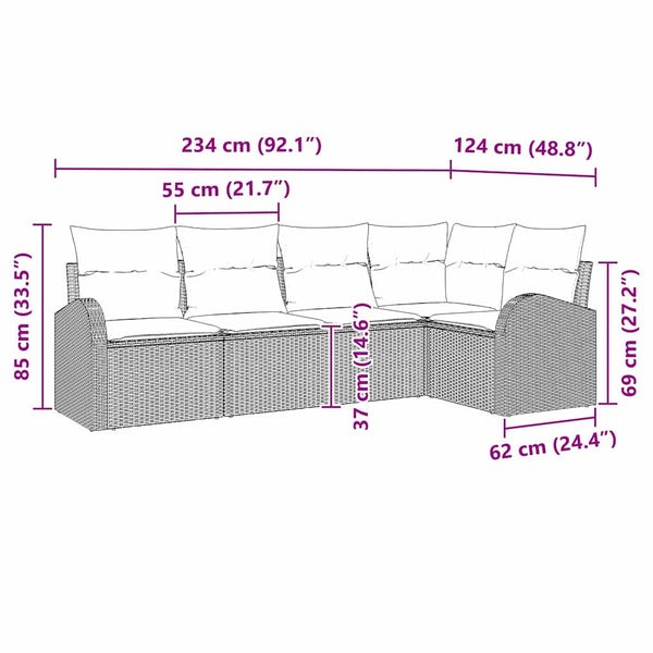 vidaXL Ensemble de canapés avec coussins 5 pcs Gris Polyester