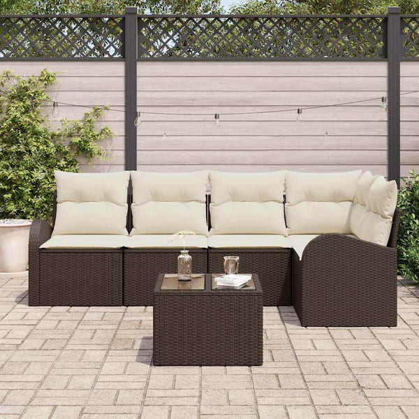 vidaXL Ensemble de canapés avec coussins Polyester Marron