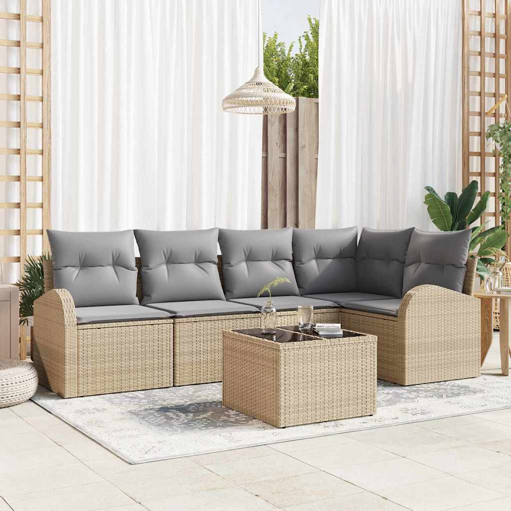 Beige Sofa Set mit Kissen, 6-teilig