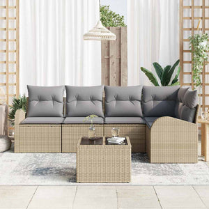 Beige Sofa Set mit Kissen, 6-teilig