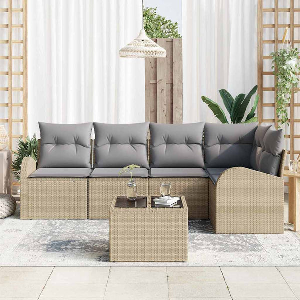 Beige Sofa Set mit Kissen, 6-teilig