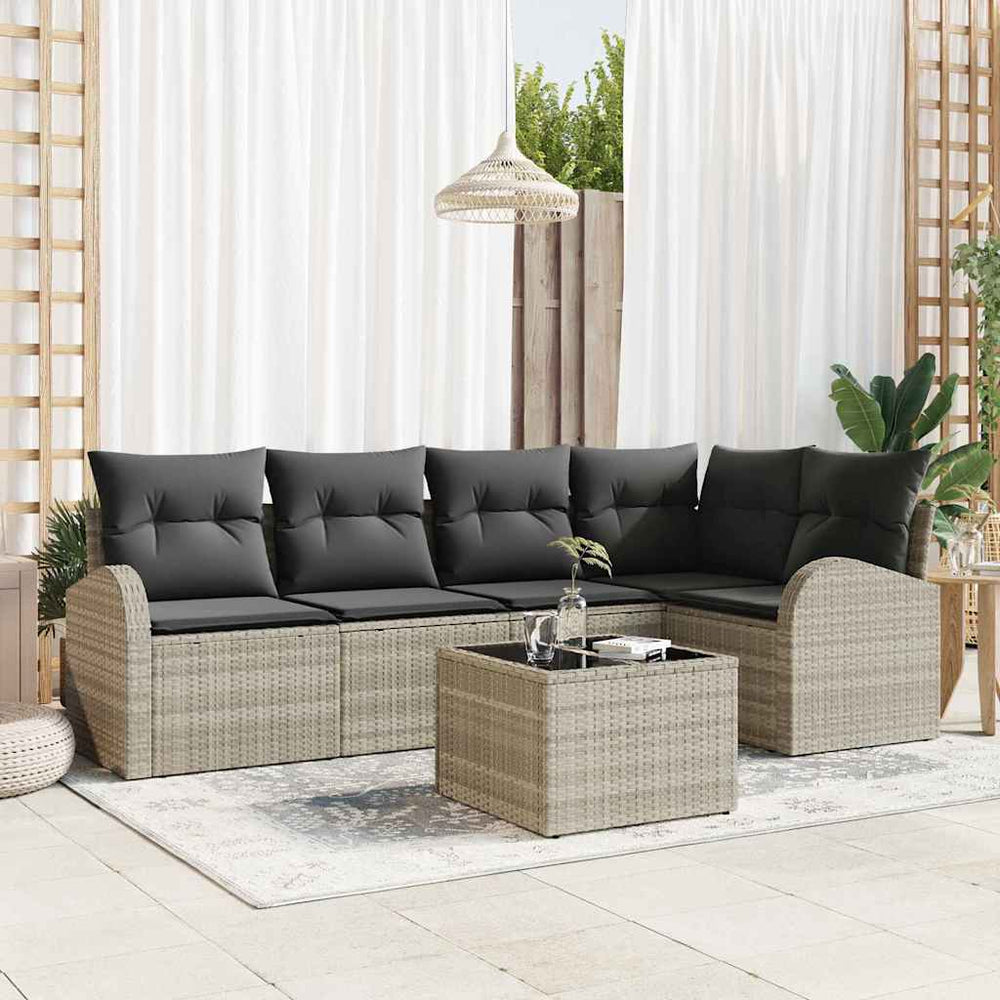 Sofa Set Hellgrau mit Kissen, 6-teilig