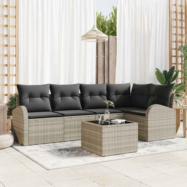 Sofa Set Hellgrau mit Kissen, 6-teilig