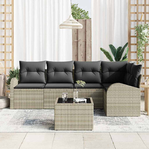 Sofa Set Hellgrau mit Kissen, 6-teilig