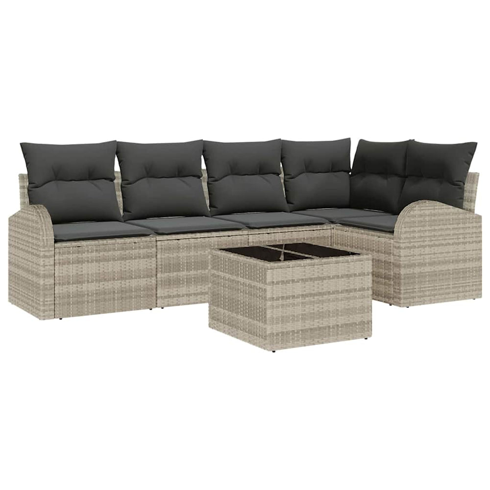Sofa Set Hellgrau mit Kissen, 6-teilig