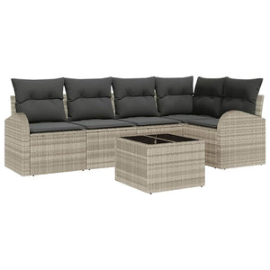 Sofa Set Hellgrau mit Kissen, 6-teilig