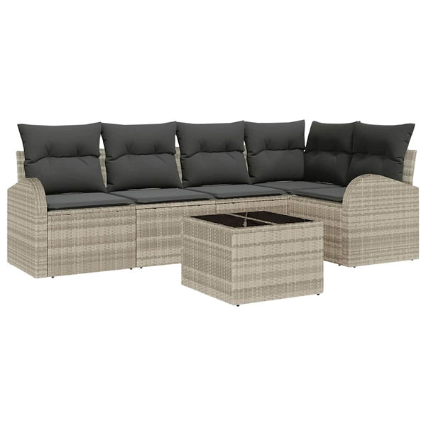 Sofa Set Hellgrau mit Kissen, 6-teilig