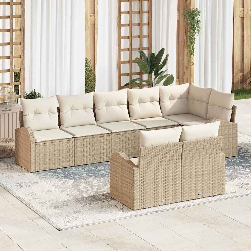 Gartensofa Set Beige Creme Poly-Rattan