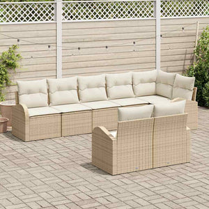 Gartensofa Set Beige Creme Poly-Rattan