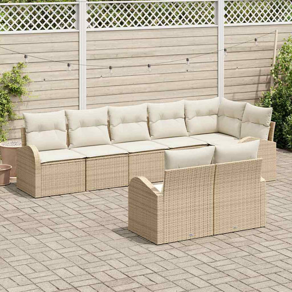 Gartensofa Set Beige Creme Poly-Rattan