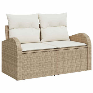 Gartensofa Set Beige Creme Poly-Rattan