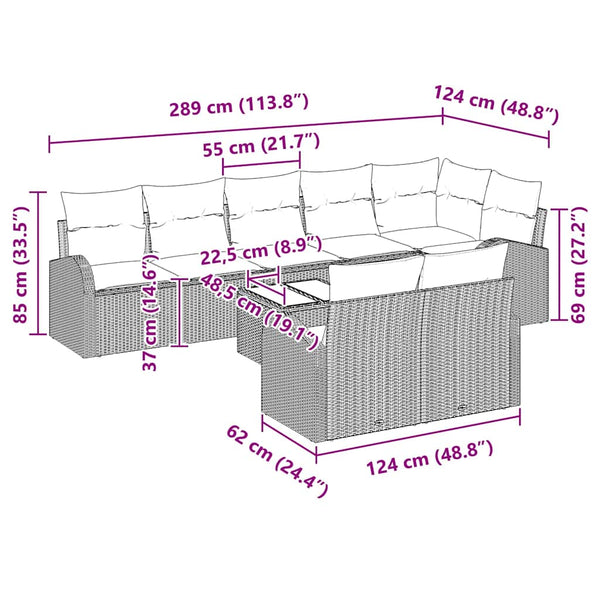 Gartensofa Set Schwarz Creme Poly-Rattan