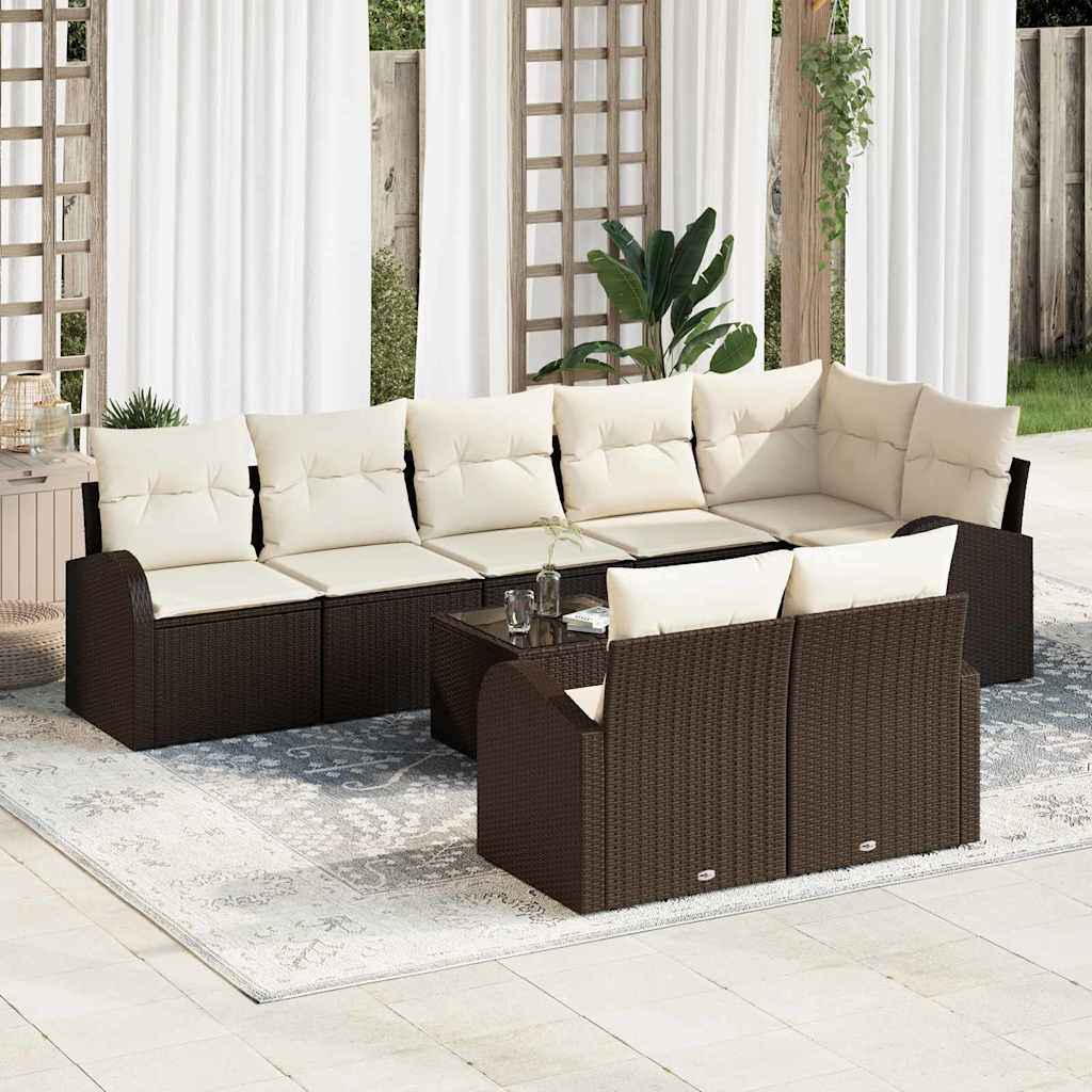 Gartensofa Set Braun Creme Poly-Rattan