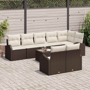 Gartensofa Set Braun Creme Poly-Rattan