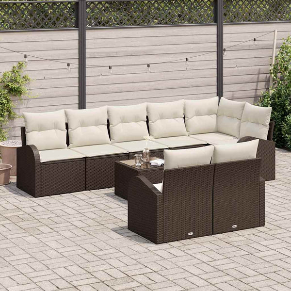 Gartensofa Set Braun Creme Poly-Rattan