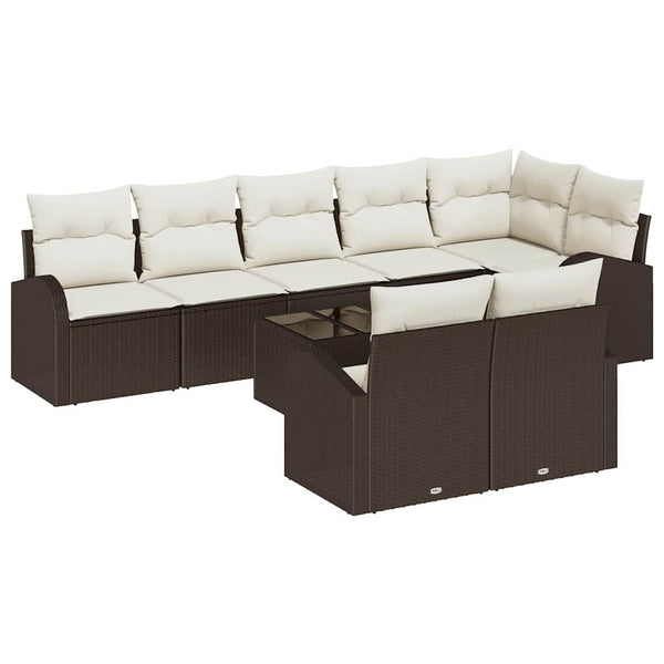 Gartensofa Set Braun Creme Poly-Rattan