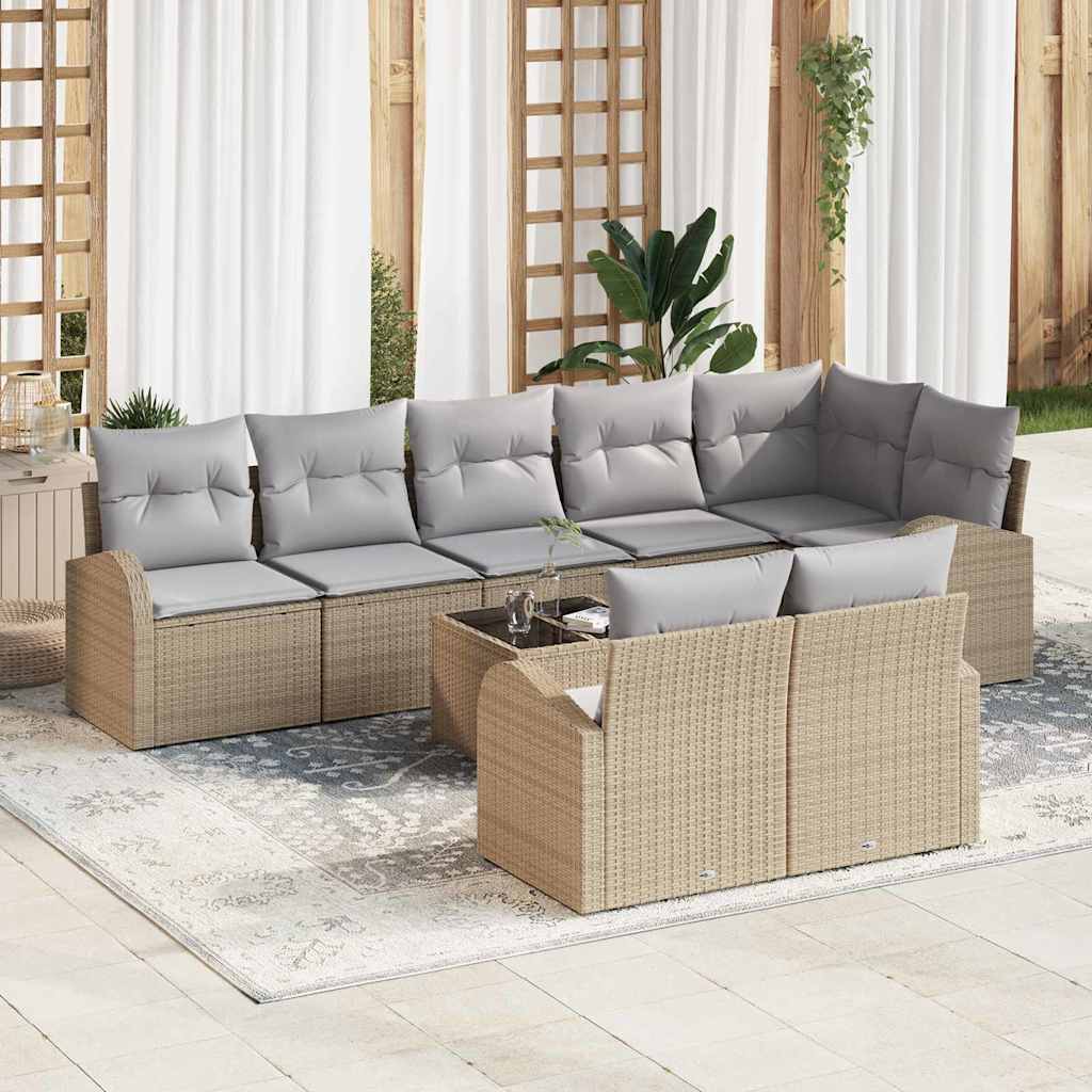 Gartensofa Set Beige Grau Poly-Rattan