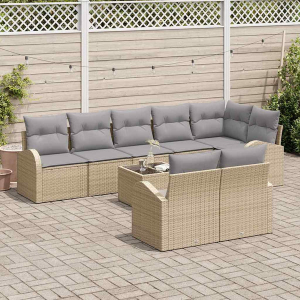Gartensofa Set Beige Grau Poly-Rattan