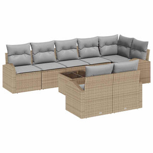 Gartensofa Set Beige Grau Poly-Rattan