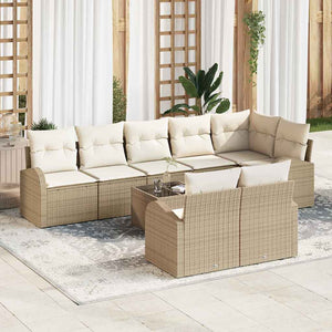 vidaXL 9-piece Poly Rattan Garden Sofa Set