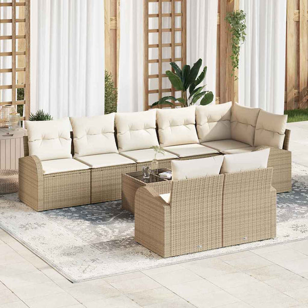 vidaXL 9-piece Poly Rattan Garden Sofa Set