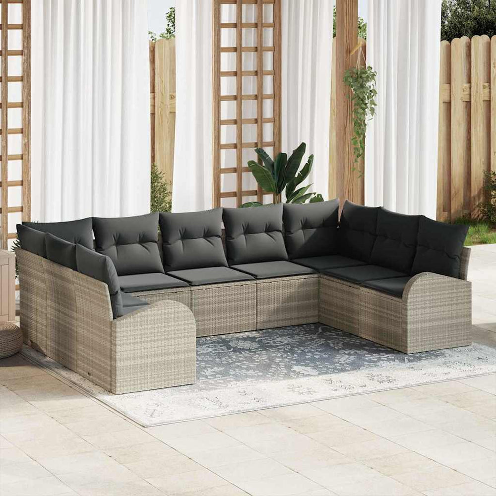 Sofa Set Hellgrau Poly Rattan mit Kissen