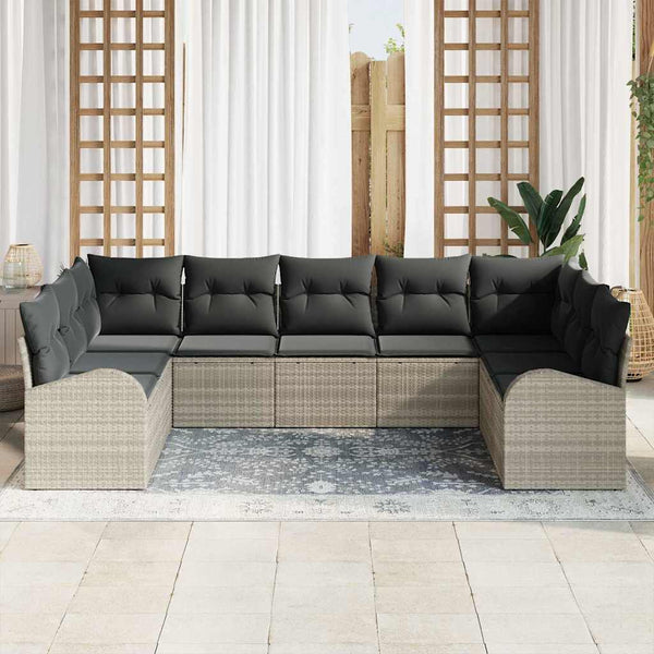 vidaXL Salon de jardin avec coussins Gris clair résine tressée