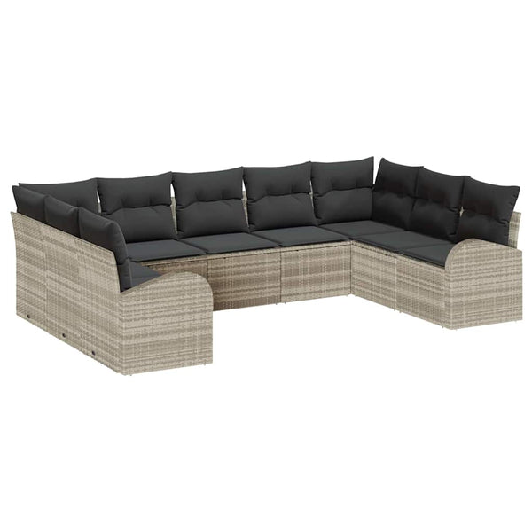 vidaXL Salon de jardin avec coussins Gris clair résine tressée