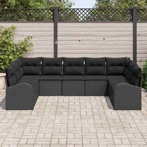 Schwarzes Poly Rattan Sofa Set mit Kissen