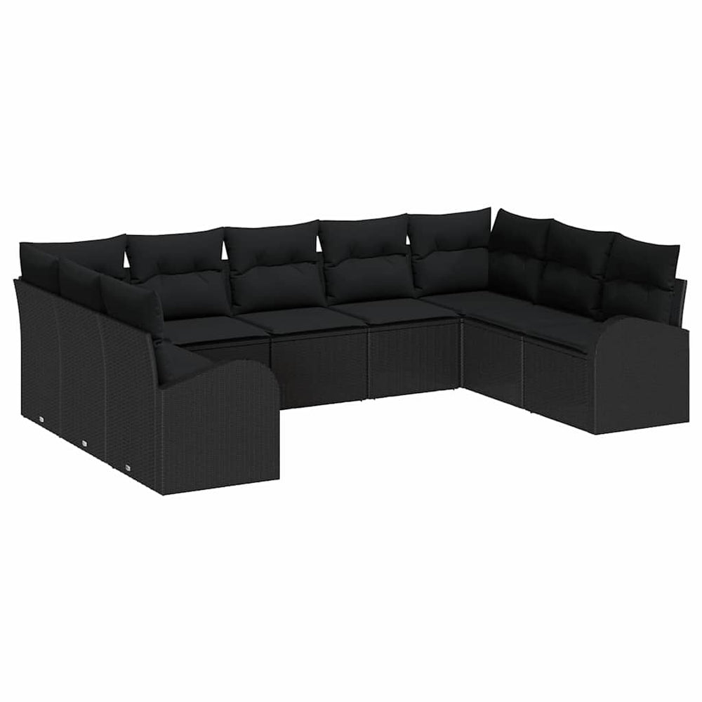 Schwarzes Poly Rattan Sofa Set mit Kissen